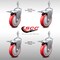 Service Caster 5 Inch SS Red Polyurethane 3/8 Inch Threaded Stem Caster Set Total Lock Brake SCC-SSTSTTL20S514-PPUB-RED-381615-4 - alternate 4